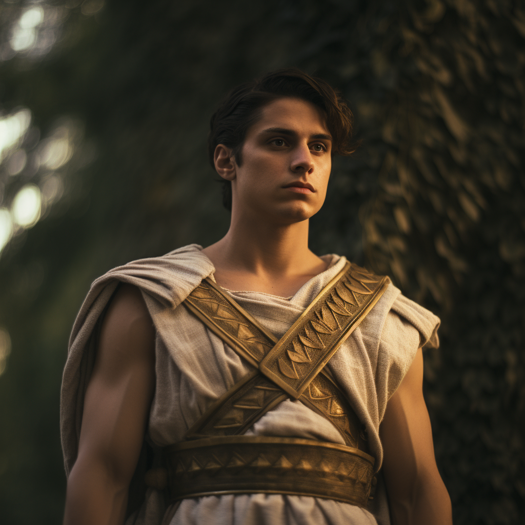 Non-binary person in ancient Greek warrior attire