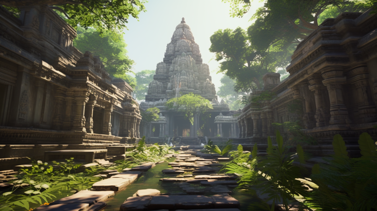 Beautiful Ancient Hindu Temple with Sunlight