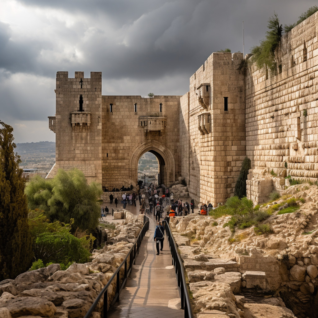 Ruined stone gate in ancient Jerusalem