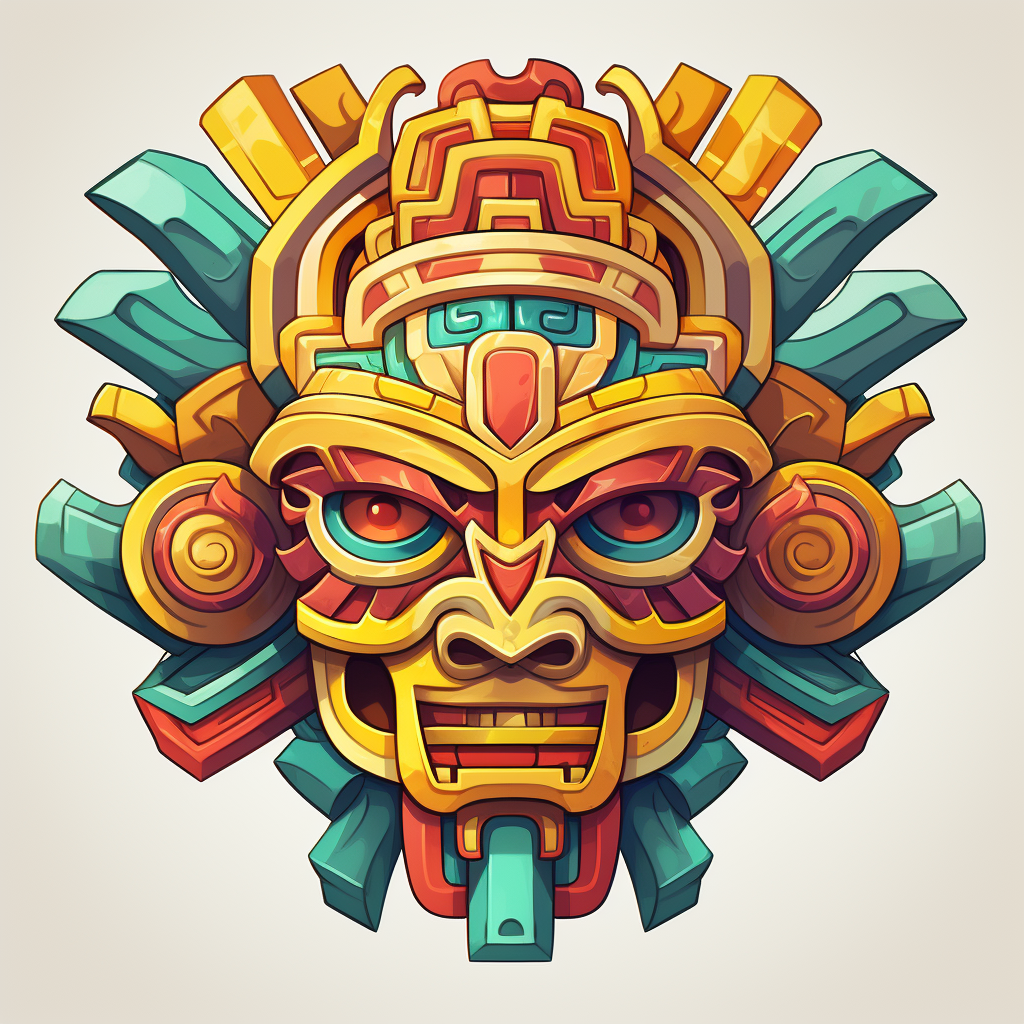 Ancient Mayan Ceremonial Mask Icon