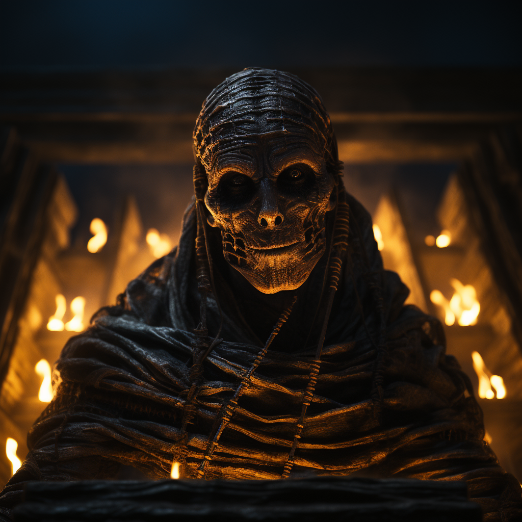 Terrifying Ancient Mummy in Dark Tomb