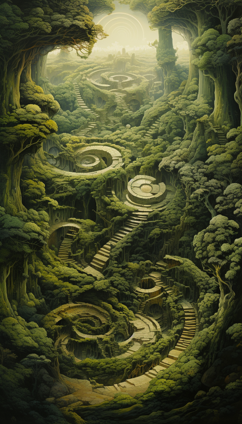 Ancient painting resembling a natural scenic spiral