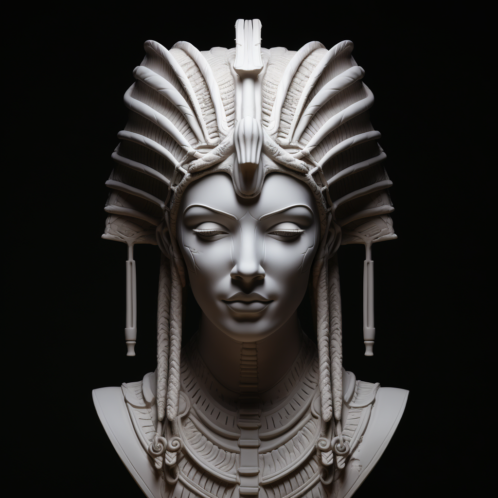 White plaster sculpture of Phoenician goddess