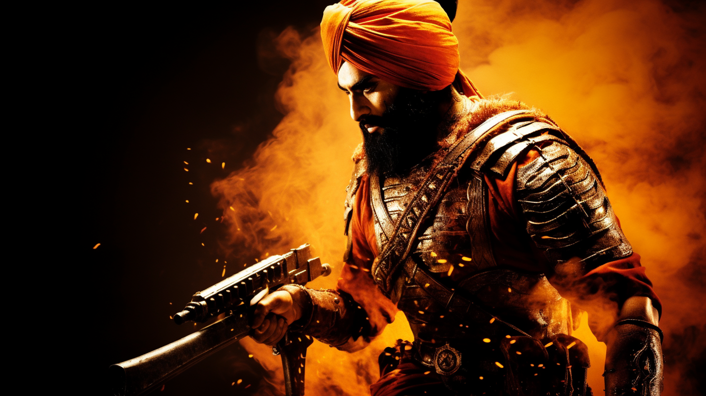 Ancient Sikh warrior in epic battle