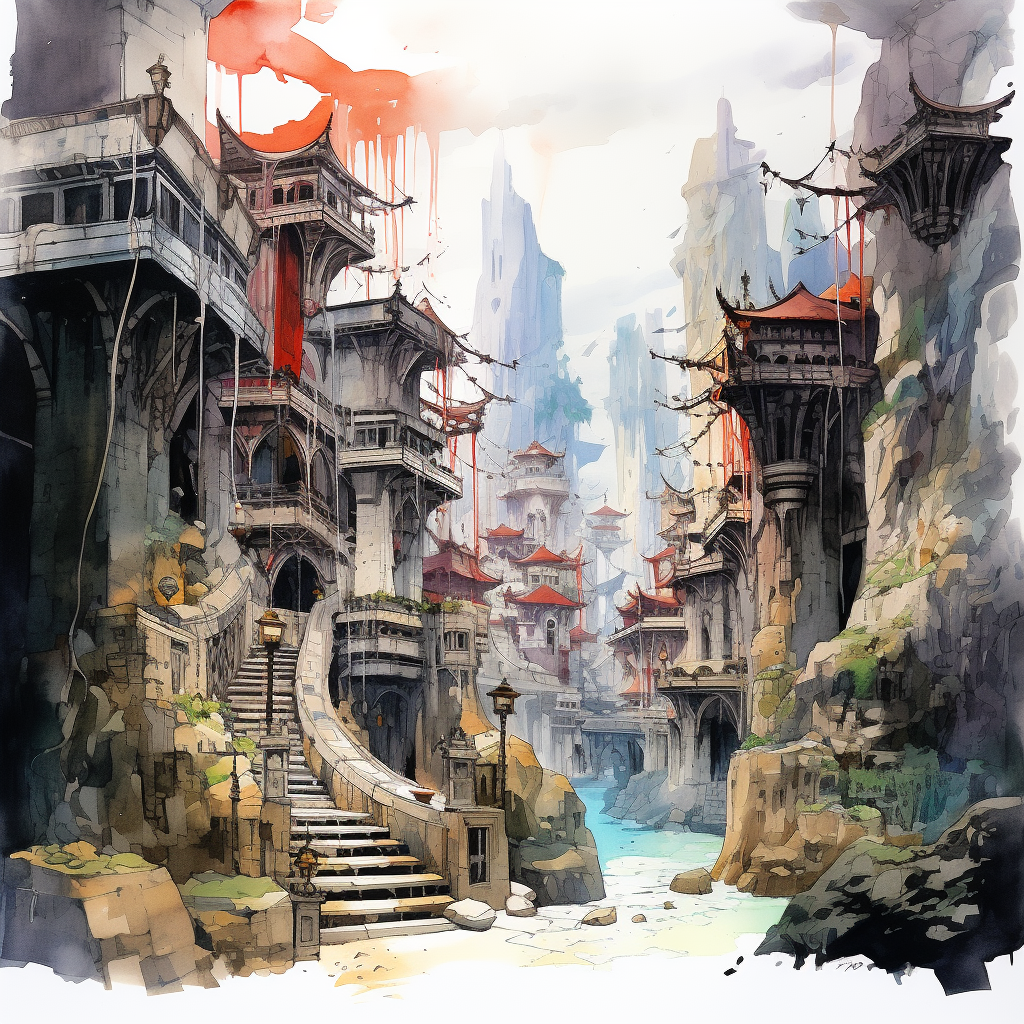 Beautifully Detailed Ancient Temple District Concept Art