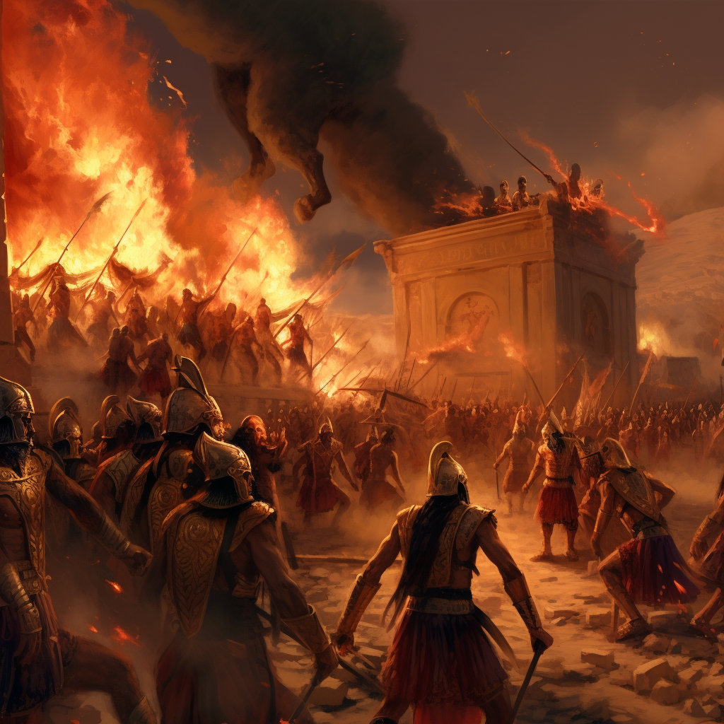 Burning Ancient Thebes by Opposing Army