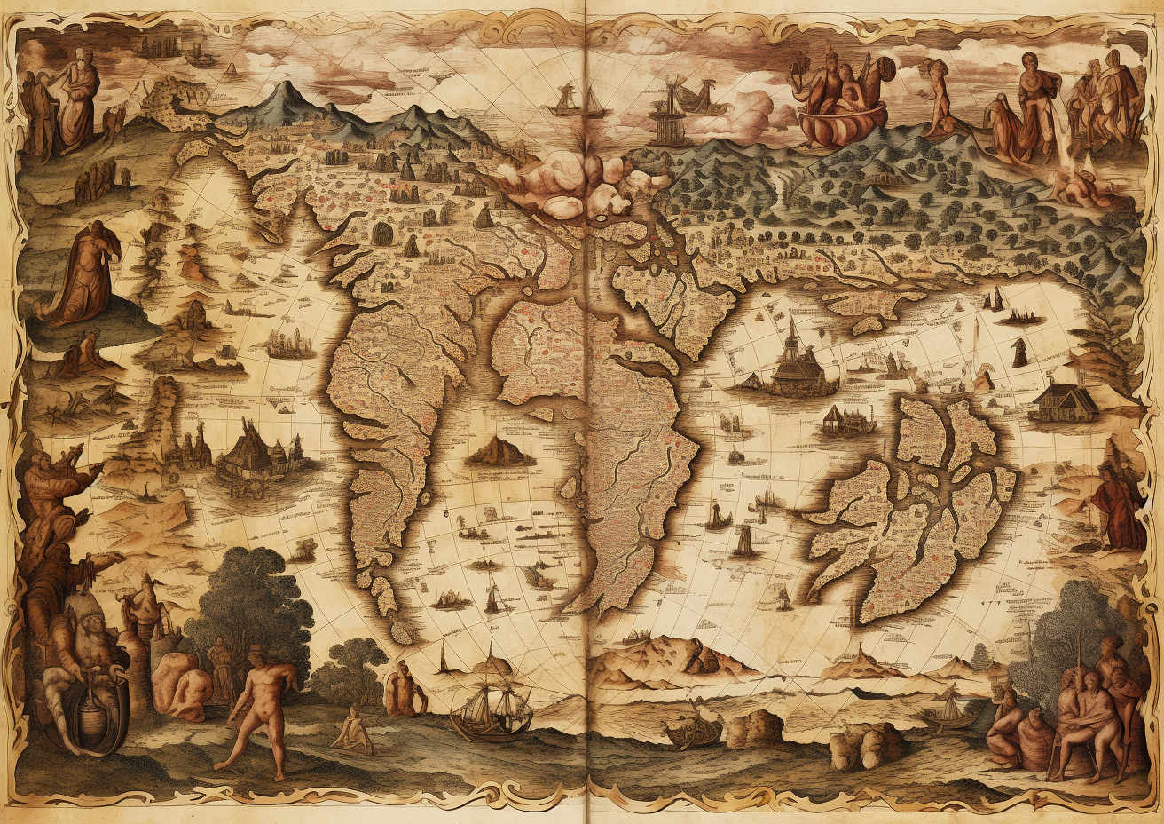 Ancient world map print