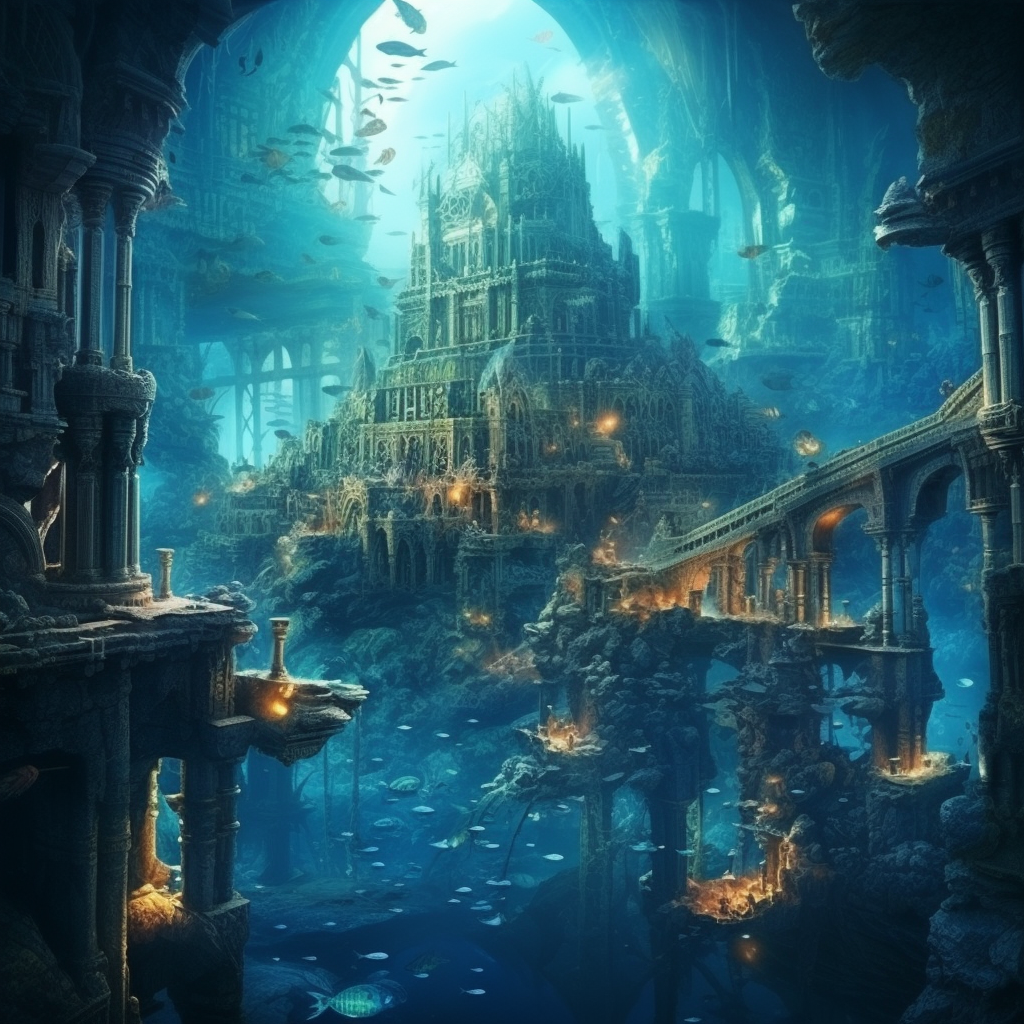 Stunning underwater ancient Atlantis city image