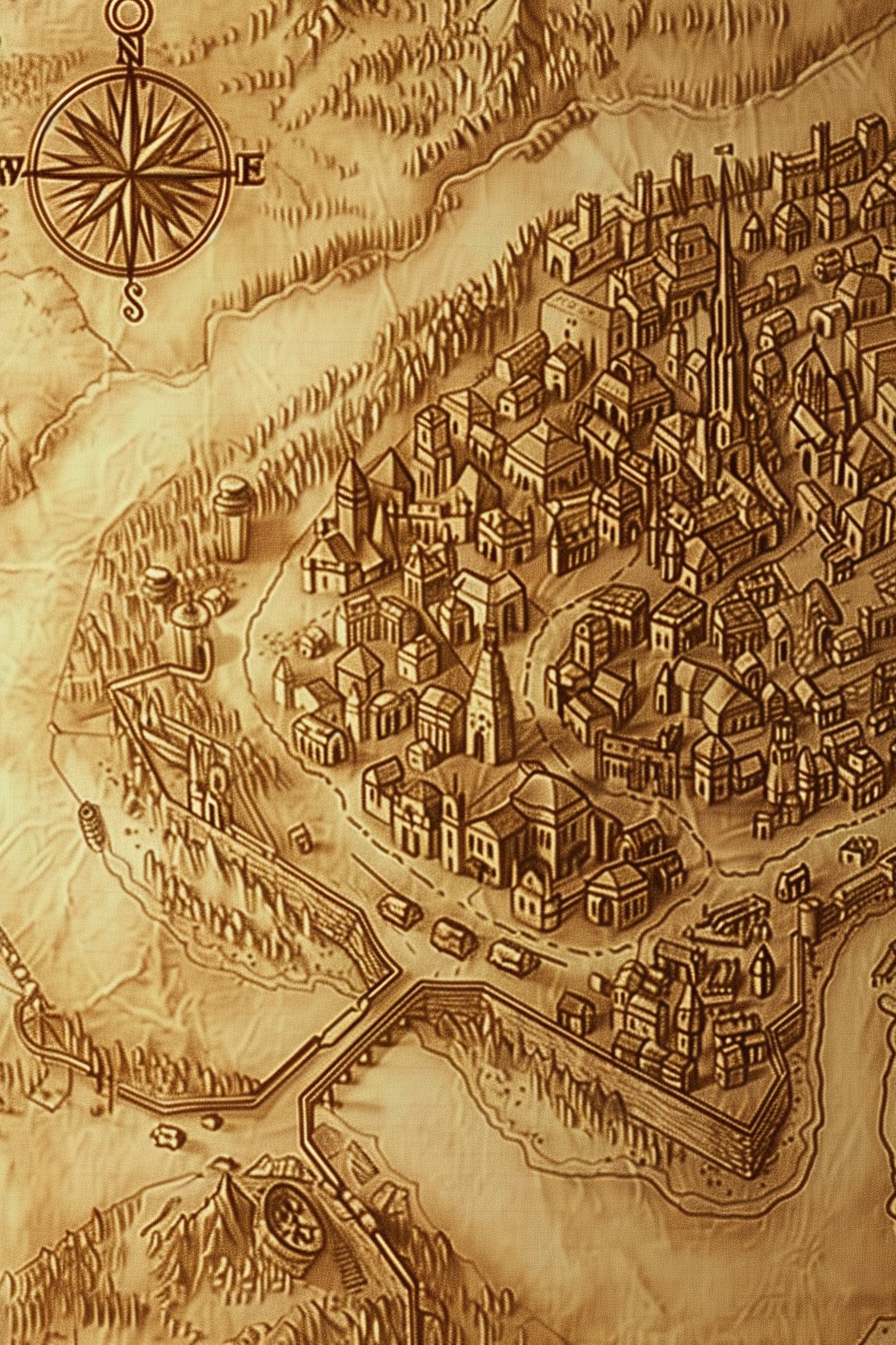 Hand-drawn ancient city map