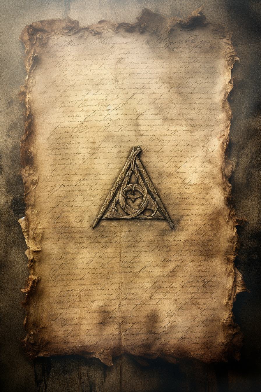 Mysterious ancient ears symbol on scorched parchment