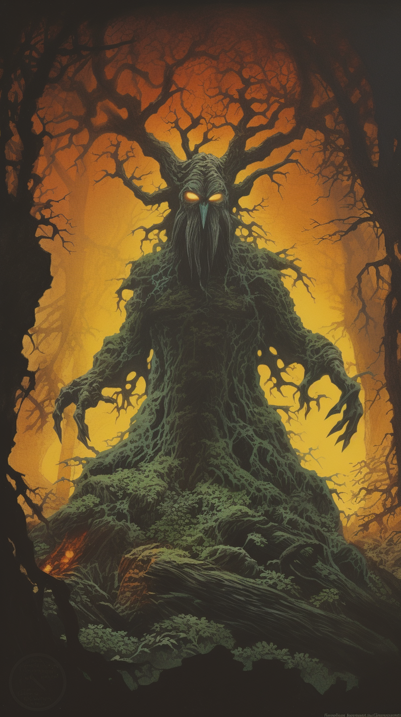 Dark fantasy tree creature artwork