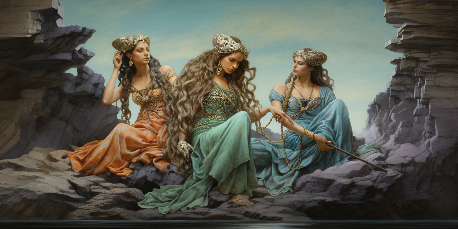 Three ancient goddesses by the sea