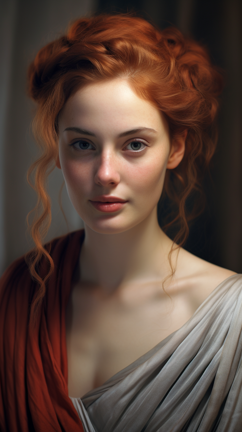 Hyper realistic illustration of a woman from Ancient Rome with hair loss