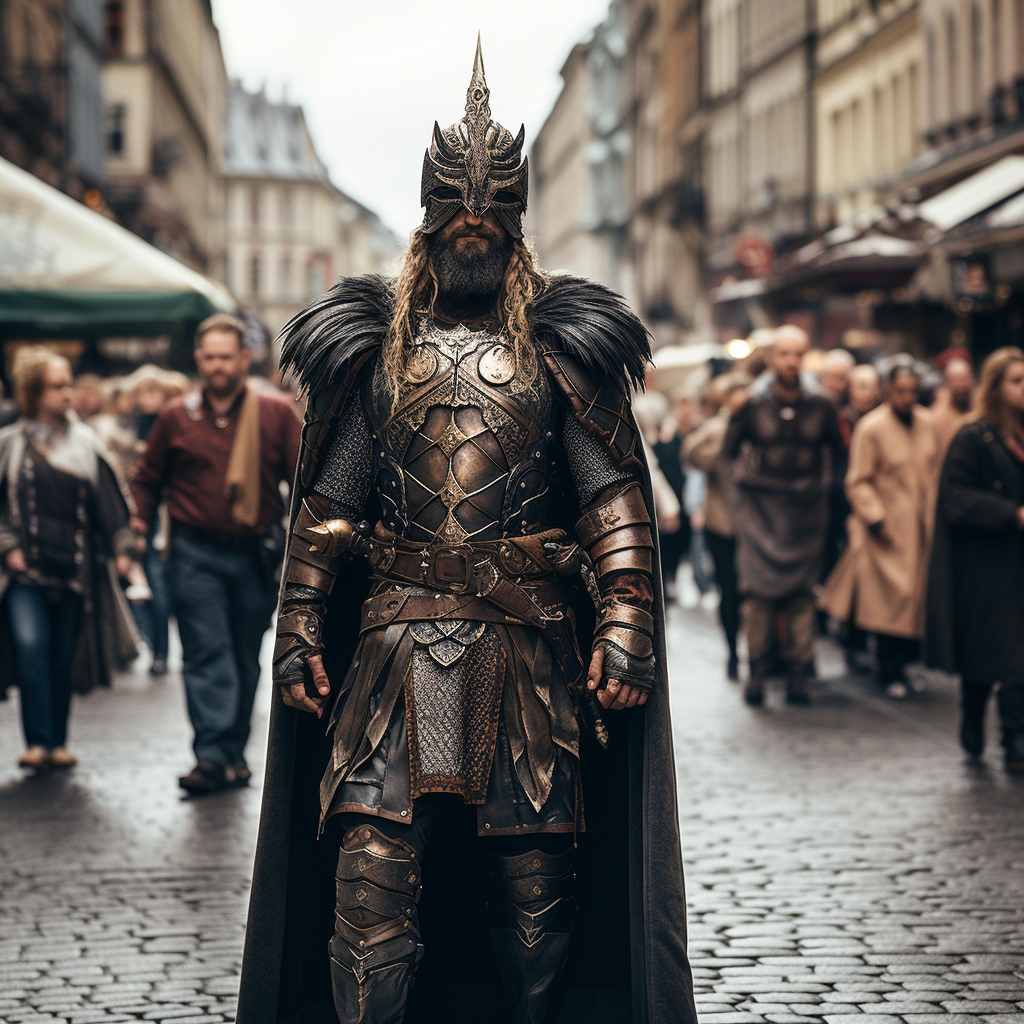 Stoic warrior holding a sword