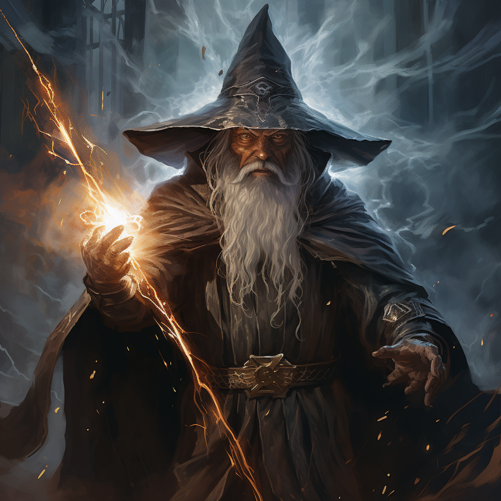 Ancient wizard casting a powerful spell