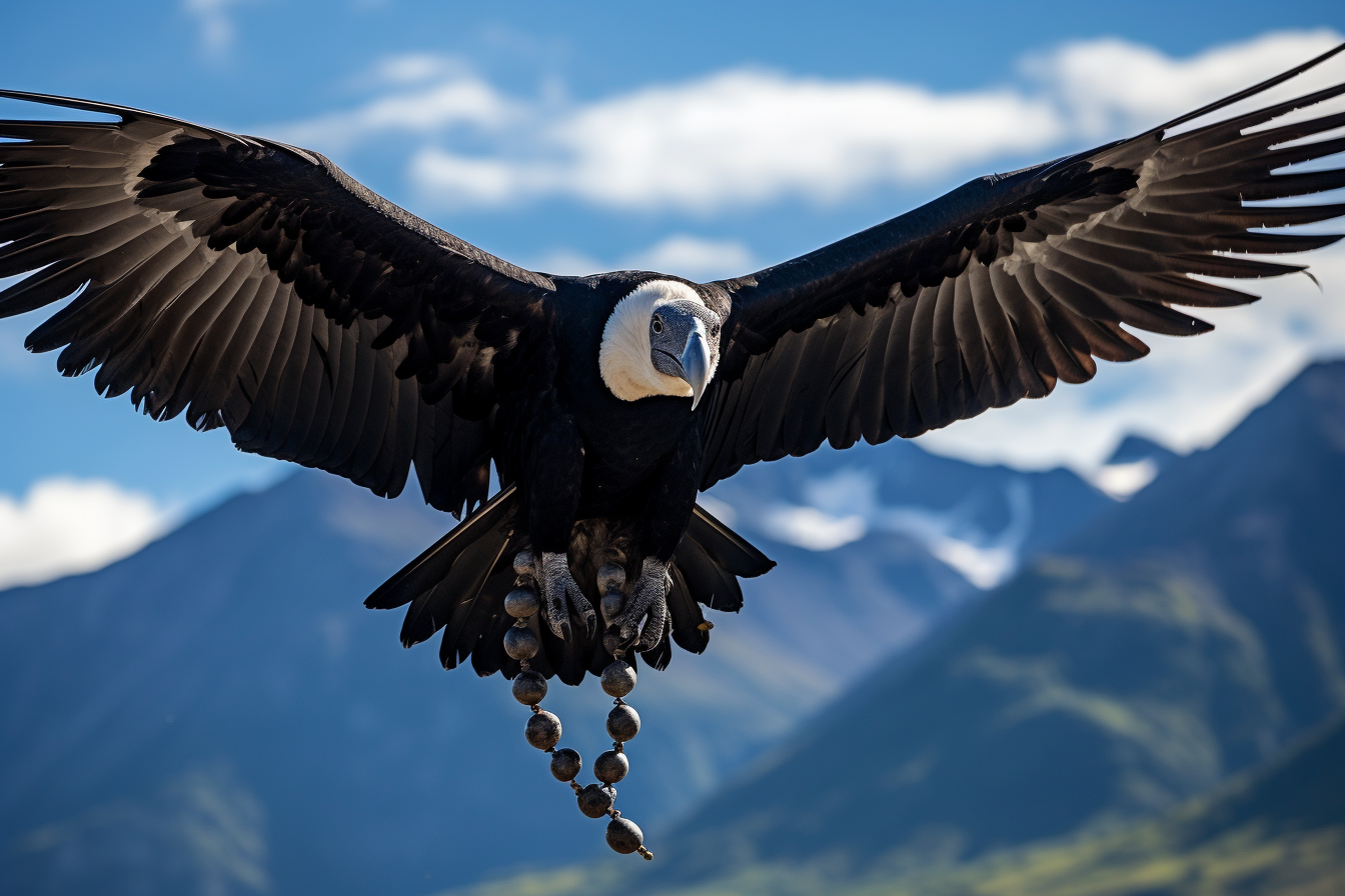 Majestic Andean Condor displaying Murano Glass Necklace