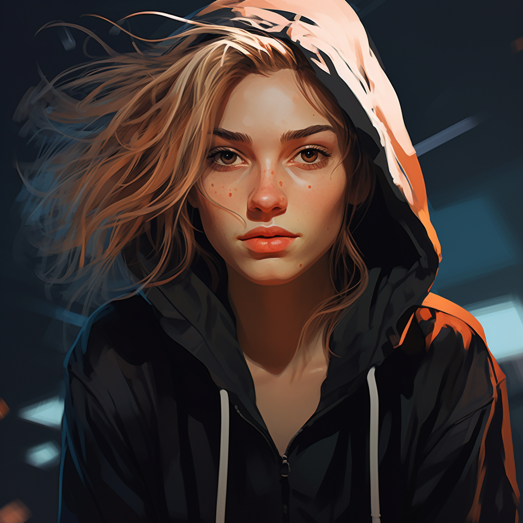 Androgynous girl wearing a hoodie