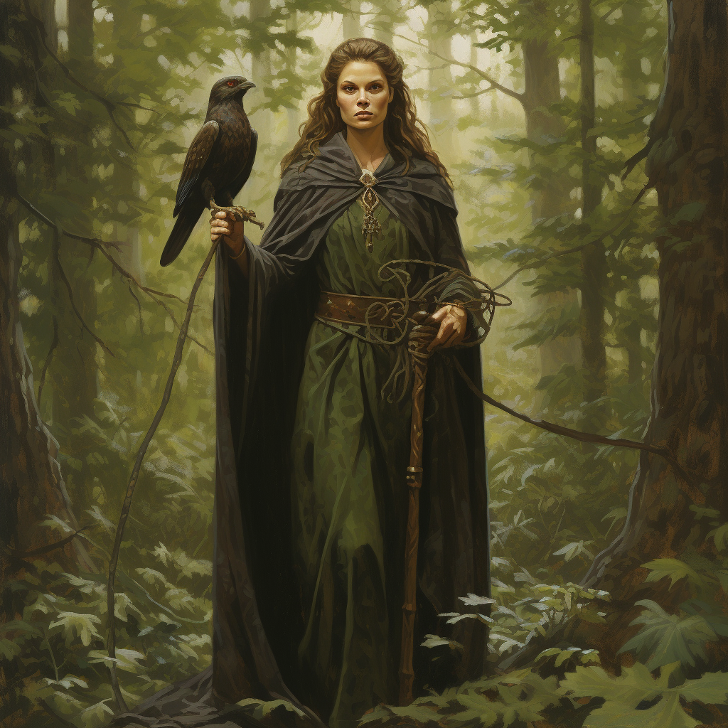 Illustration of Androgynous Woman in Forest