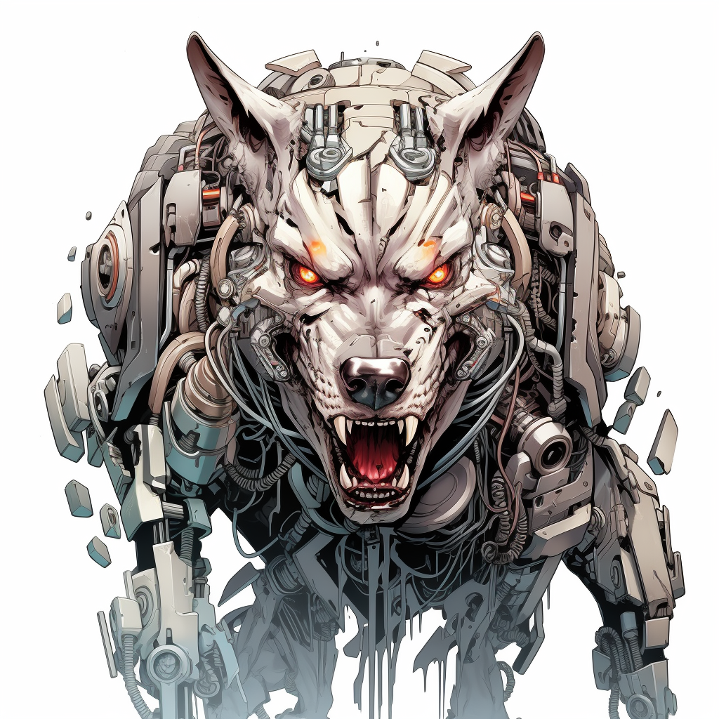 Detailed white android wolf amalgam comic HQ