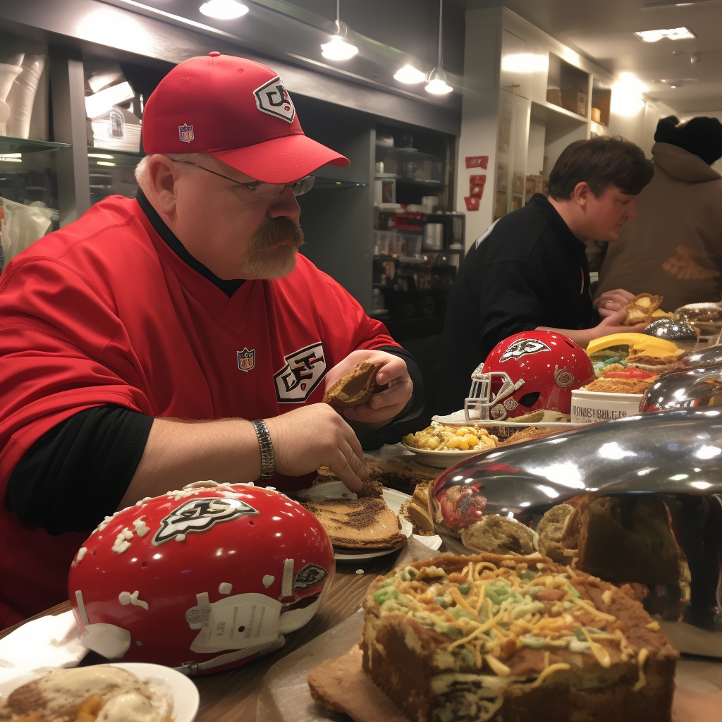 Andy Reid with peanut after winning Super Bowl