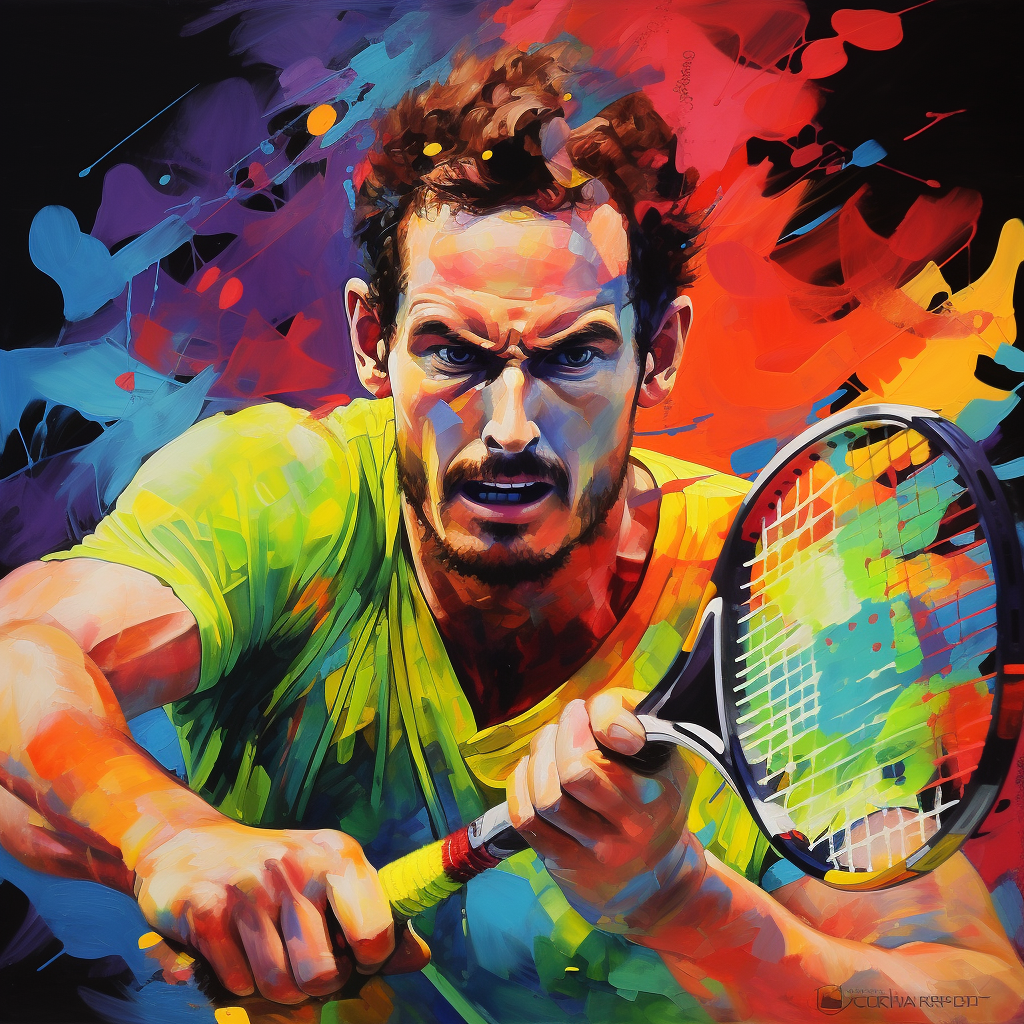 Andy Murray battling a Ninja in vibrant colors