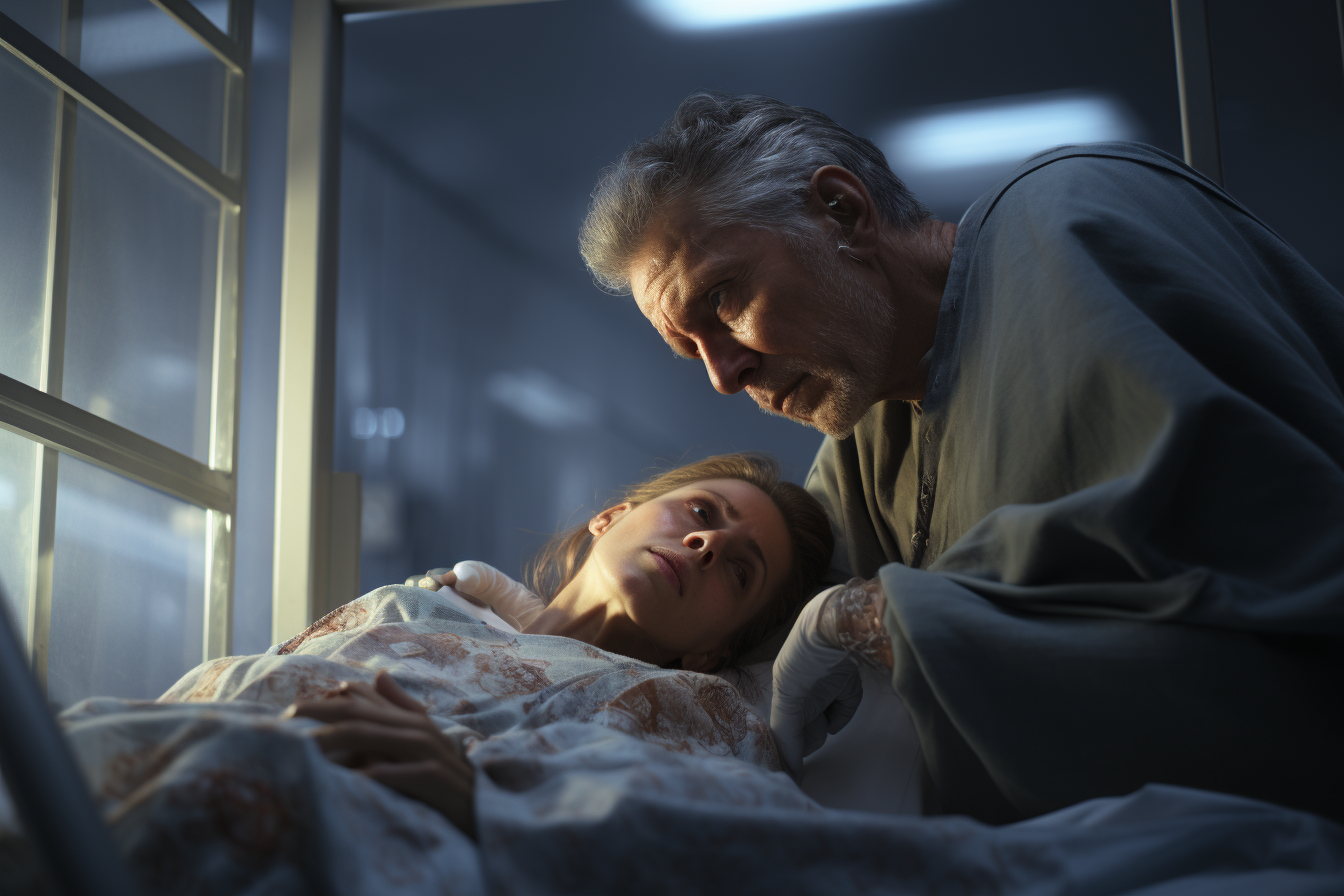 Angel comforting a hospitalized man