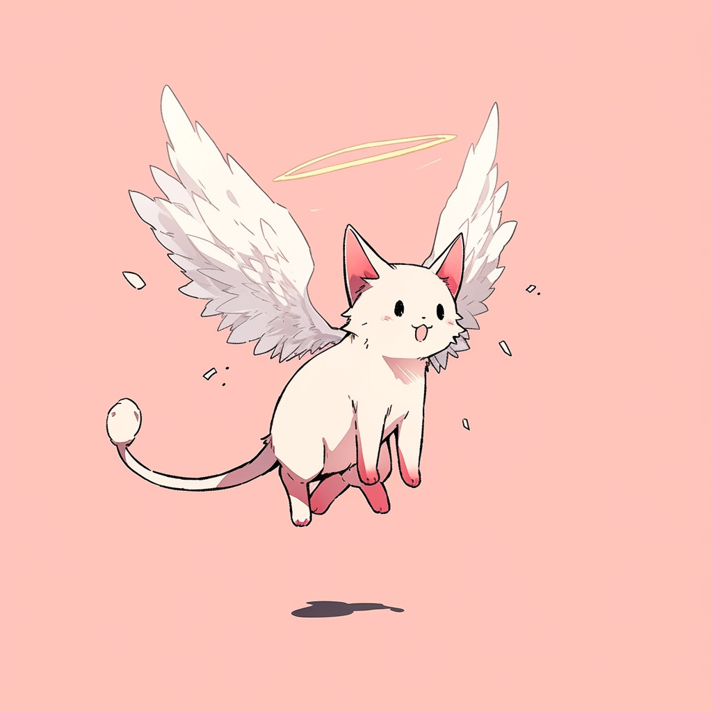 Angel Demon Winged Cat Jumping Animation