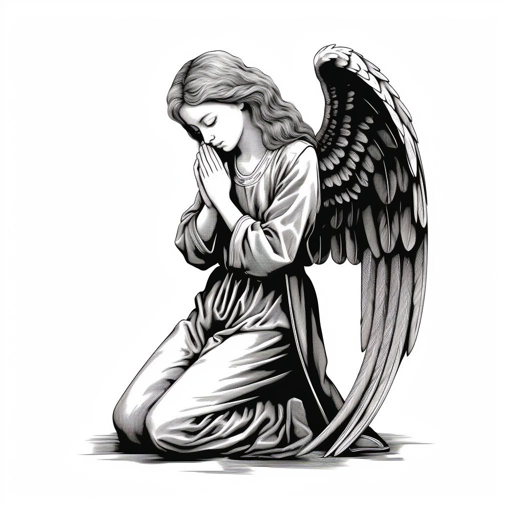 Angel praying side view vector art