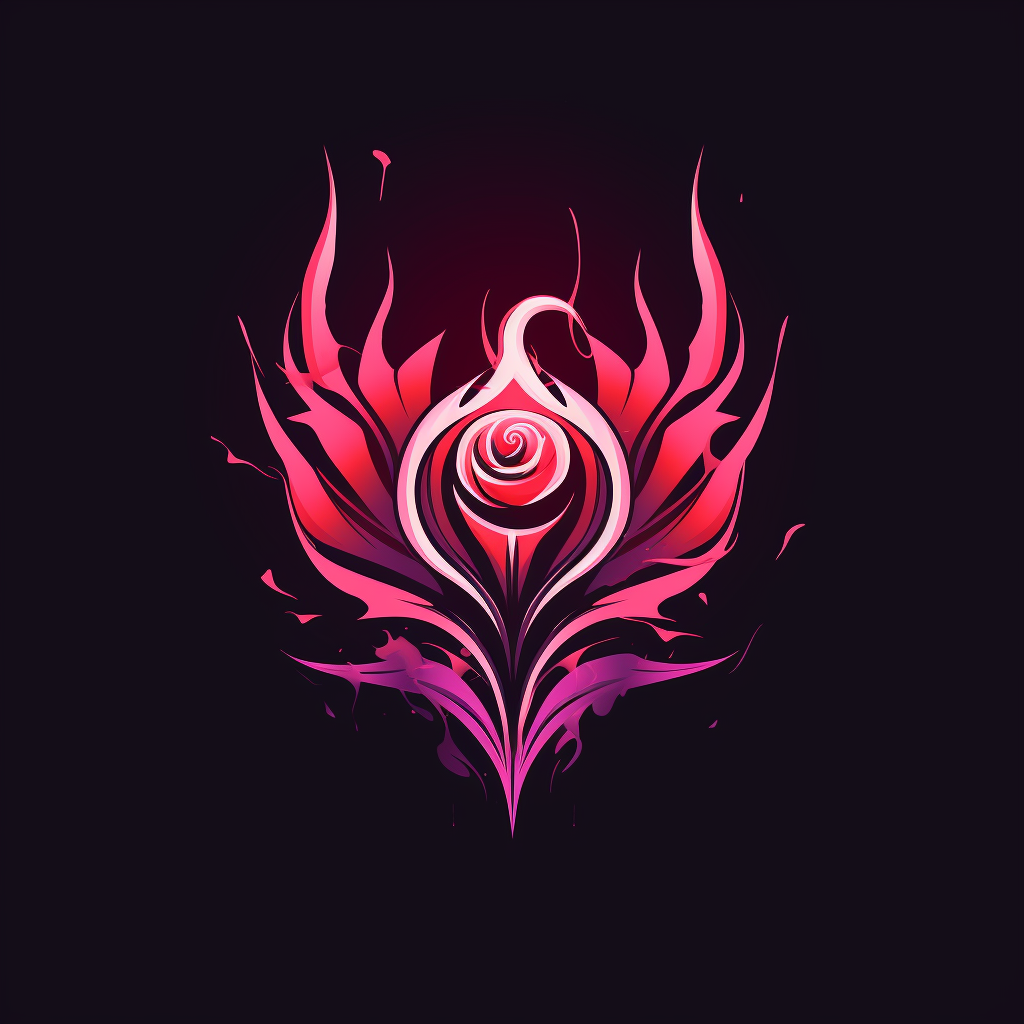 Logo with angel wing petals and fire