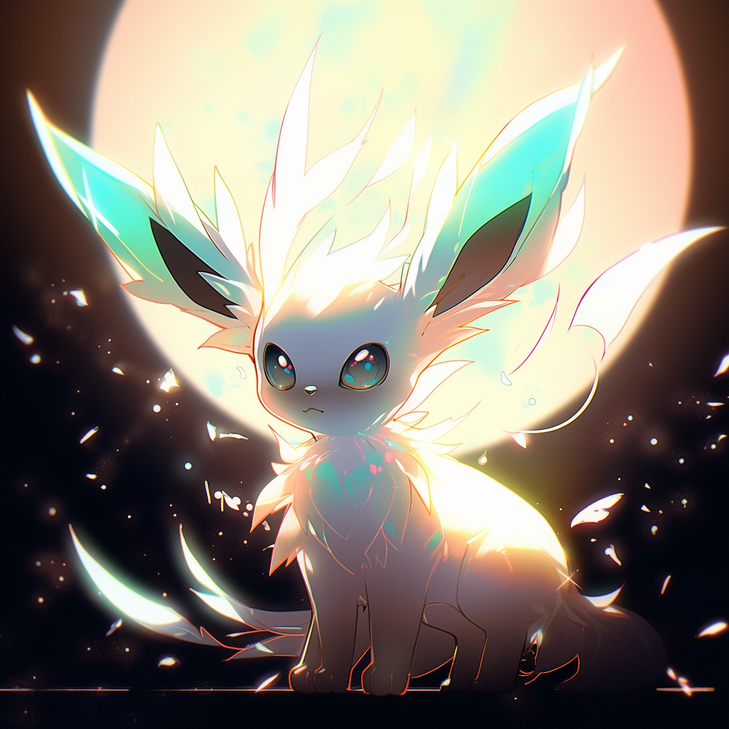 Beautiful angelic Eevee creature with vibrant colors