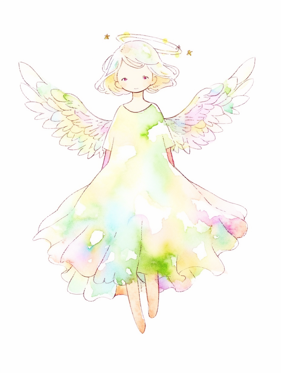 Colorful angel in a skirt illustration