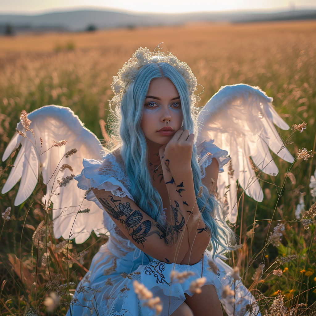 Beautiful angel woman with perfect features