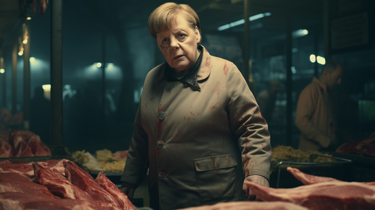 Angela Merkel at Outdoor Meat Market