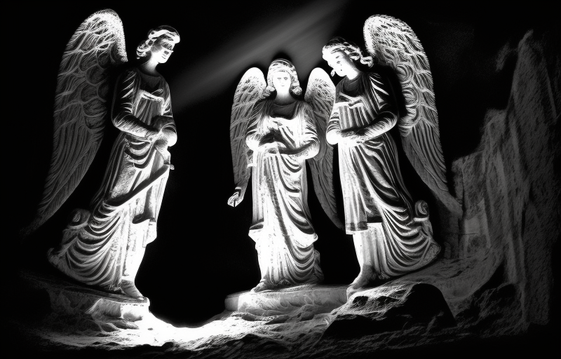 Angels ascending towards the light