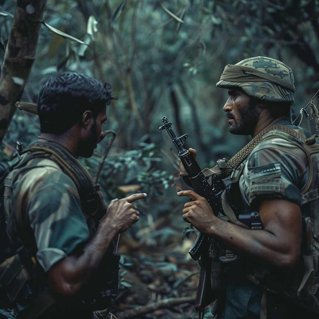 Soldier confrontation in Angolan forest