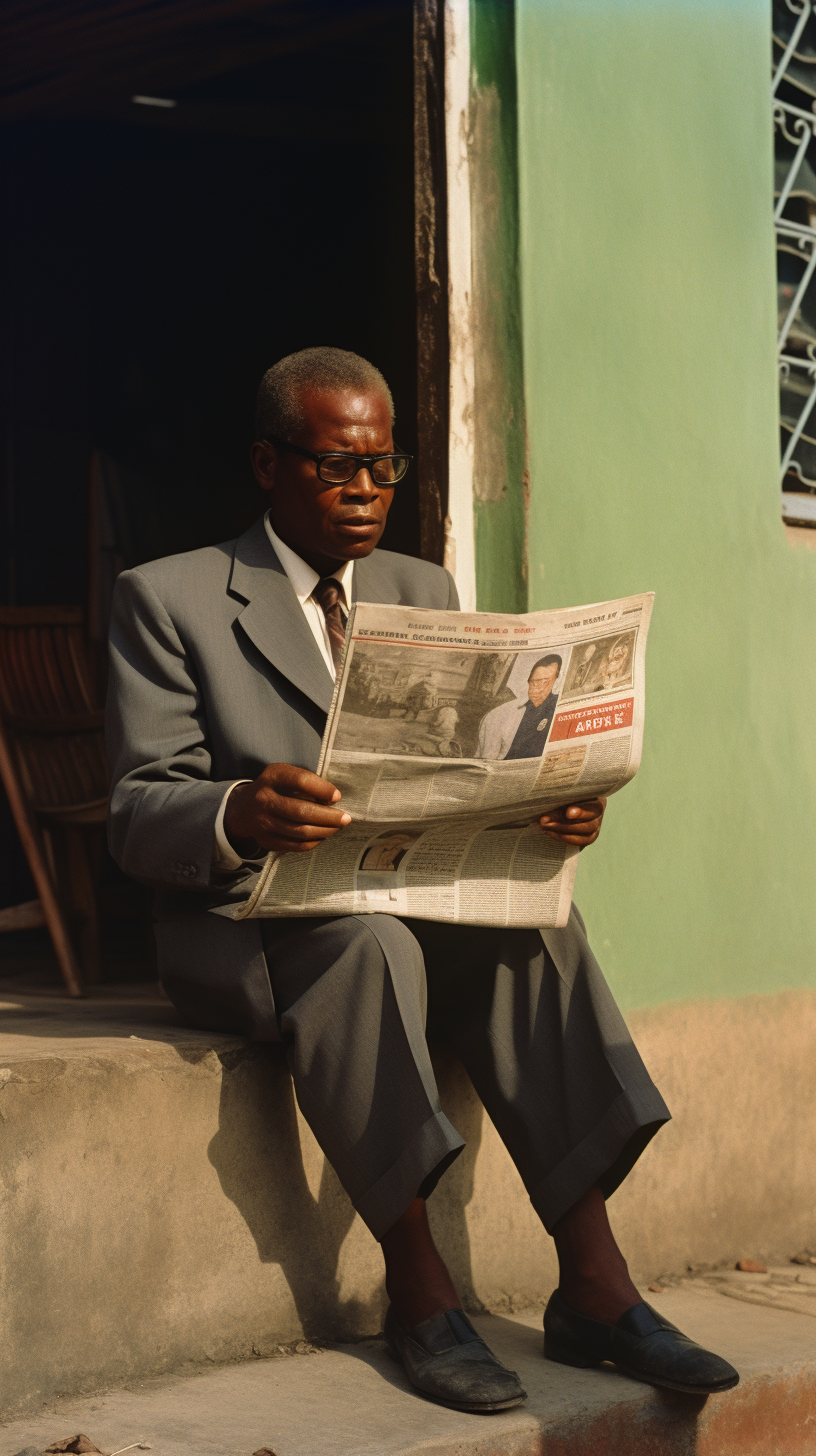 Angolan person reading a newspaper