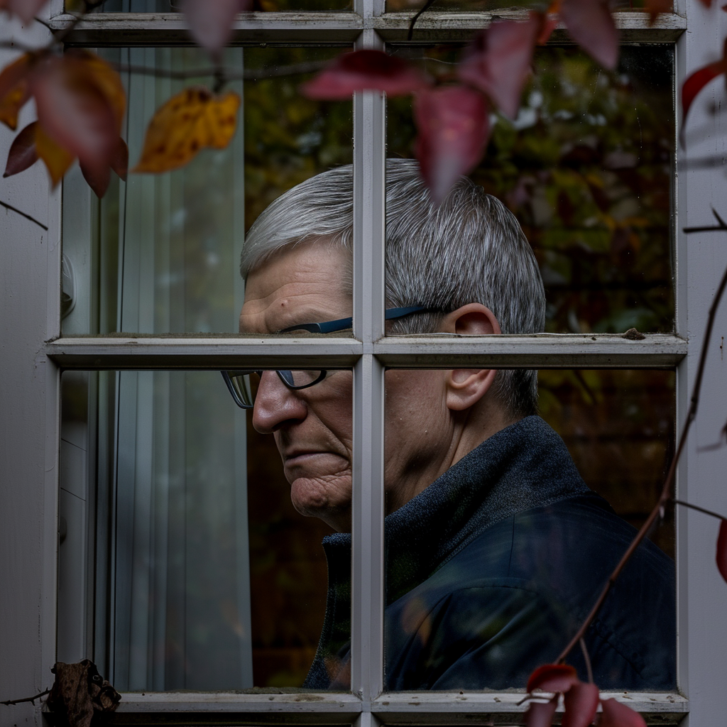 Angry Apple CEO Tim Cook Peeking