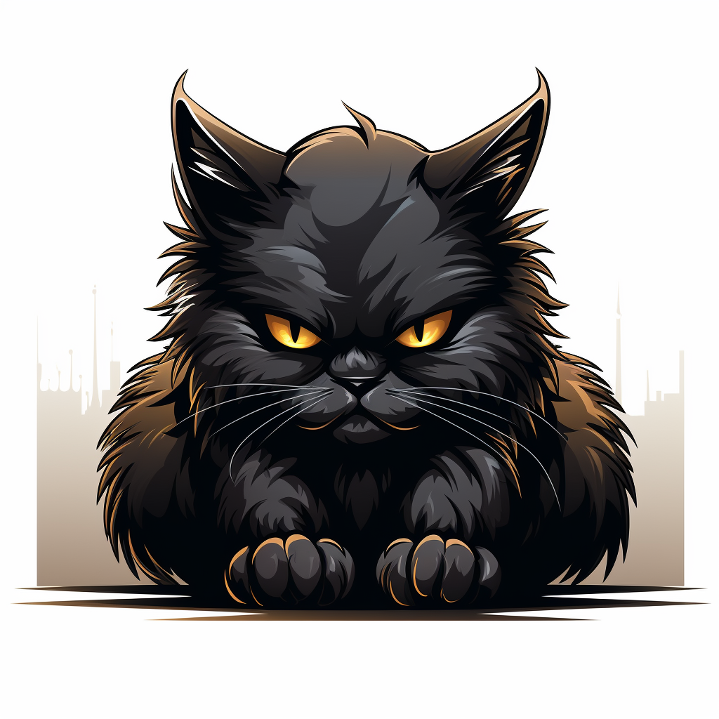 Angry Black Cat Cartoon Vector