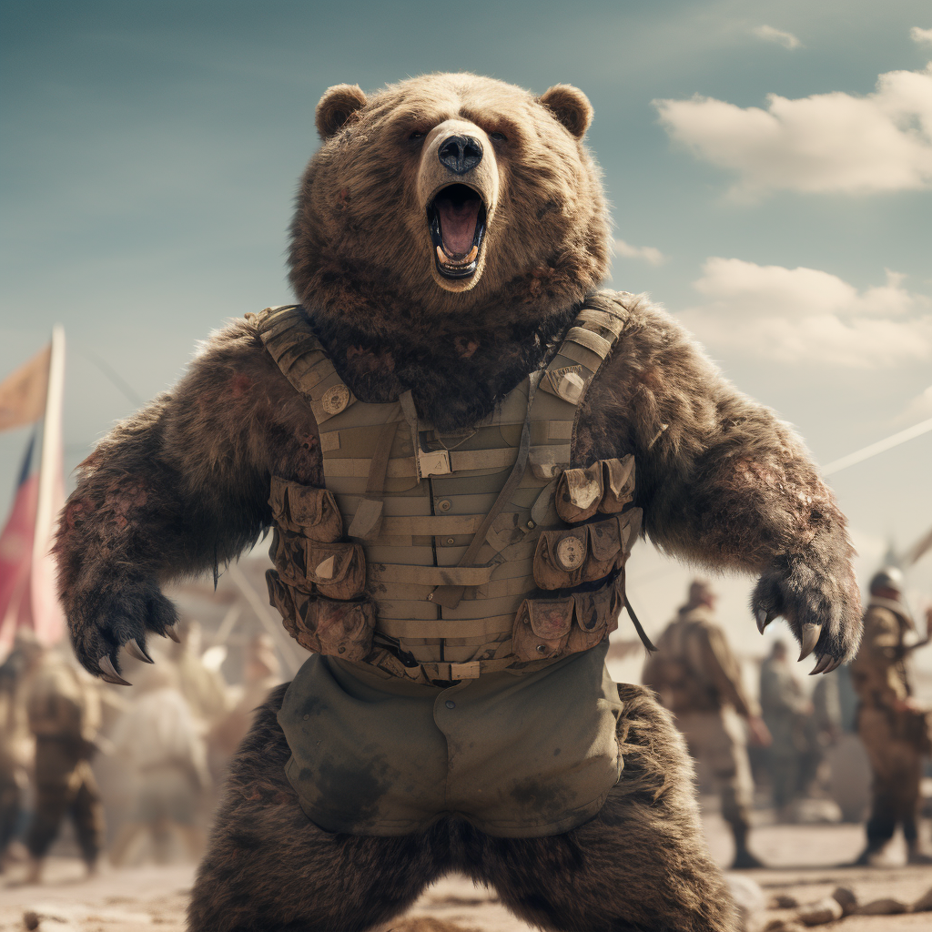 Angry brown bear war hero image  (keyword: angry brown bear war hero)