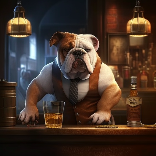 angry bulldog mobster whiskey ice