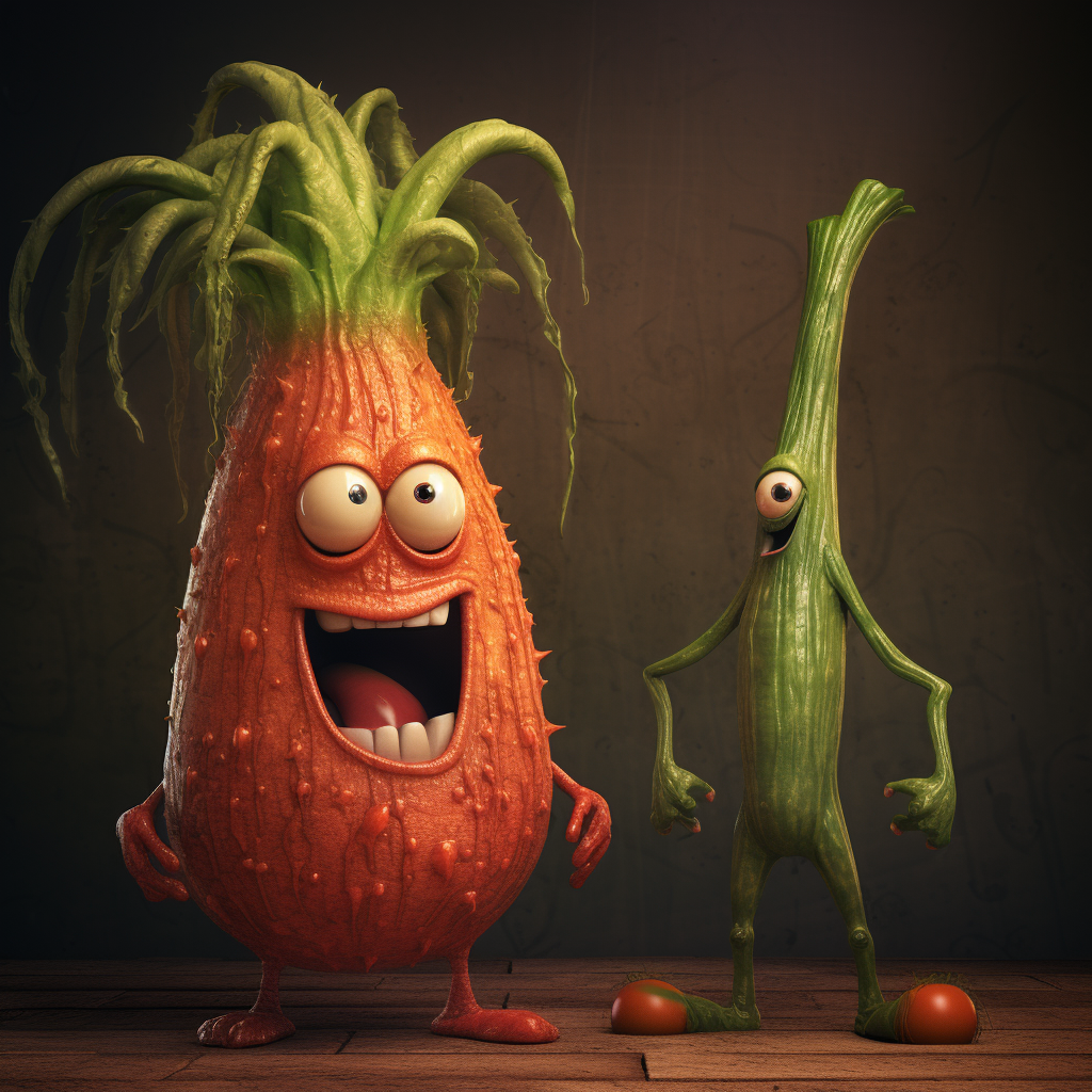 Colorful cartoon veggies standing together