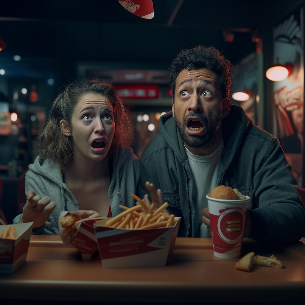 Angry Couple Arguing at Fast Food Restaurant