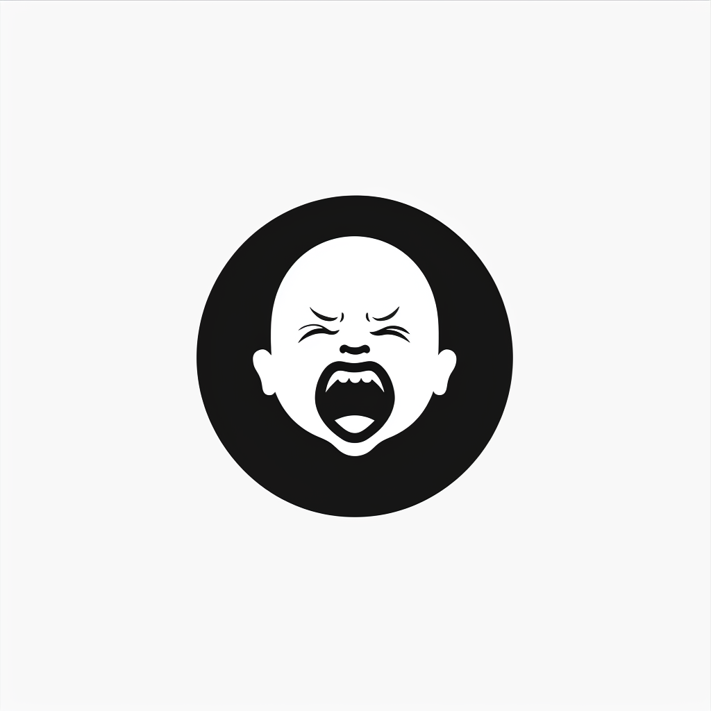 Angry Crying Baby Logo Minimalistic Black White