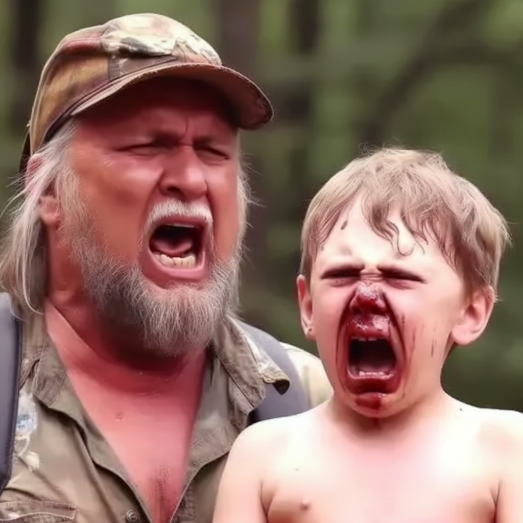 Angry dirty rednecks making children cry