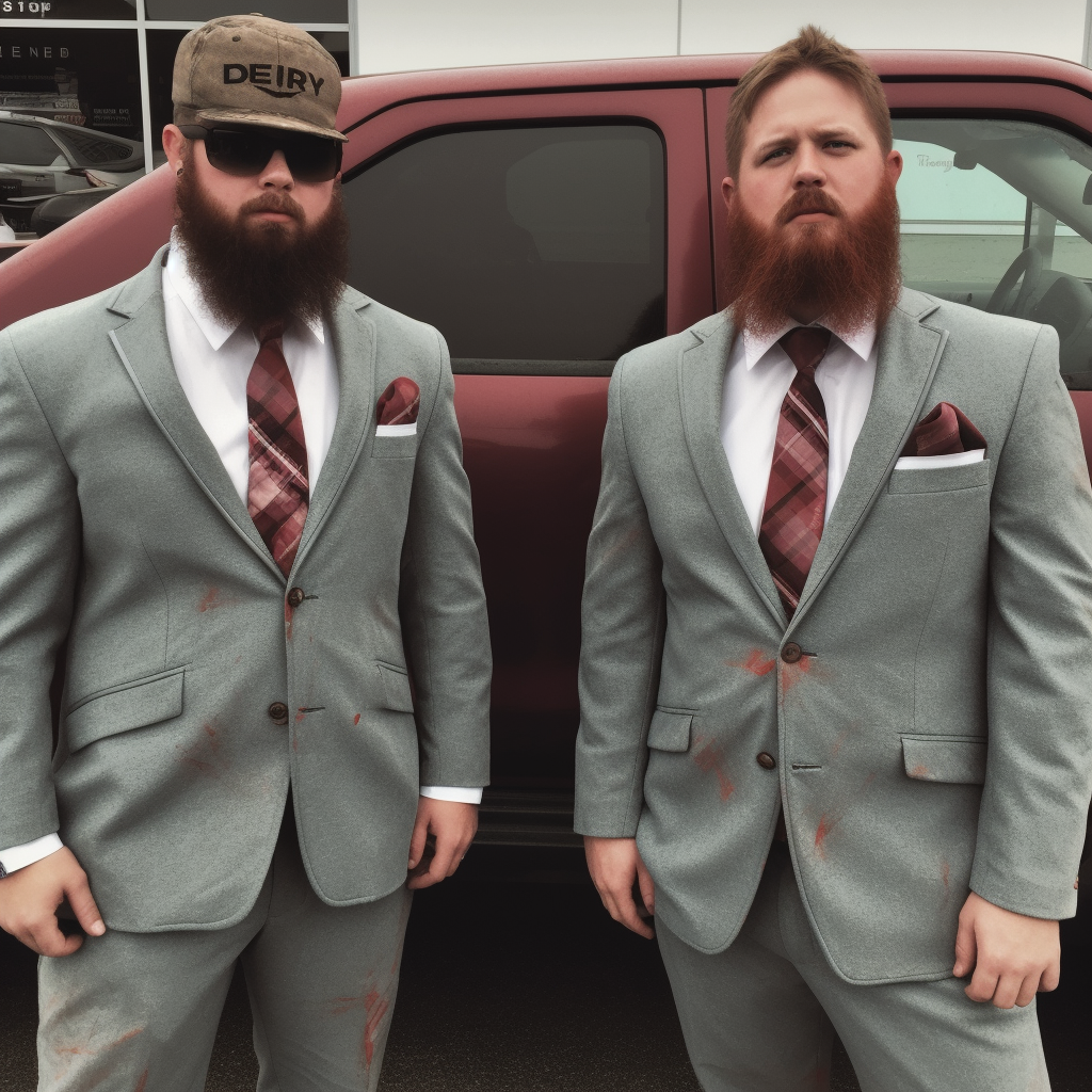 Angry rednecks wearing suits at Chevy Dealership