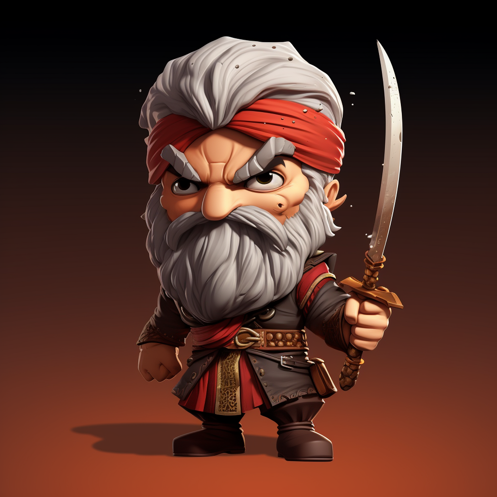 Angry old Turkish warrior chibi style