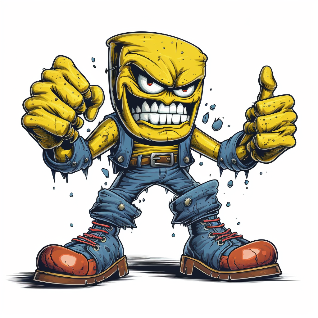 Angry Pacman Cartoon with Boots and Gloves