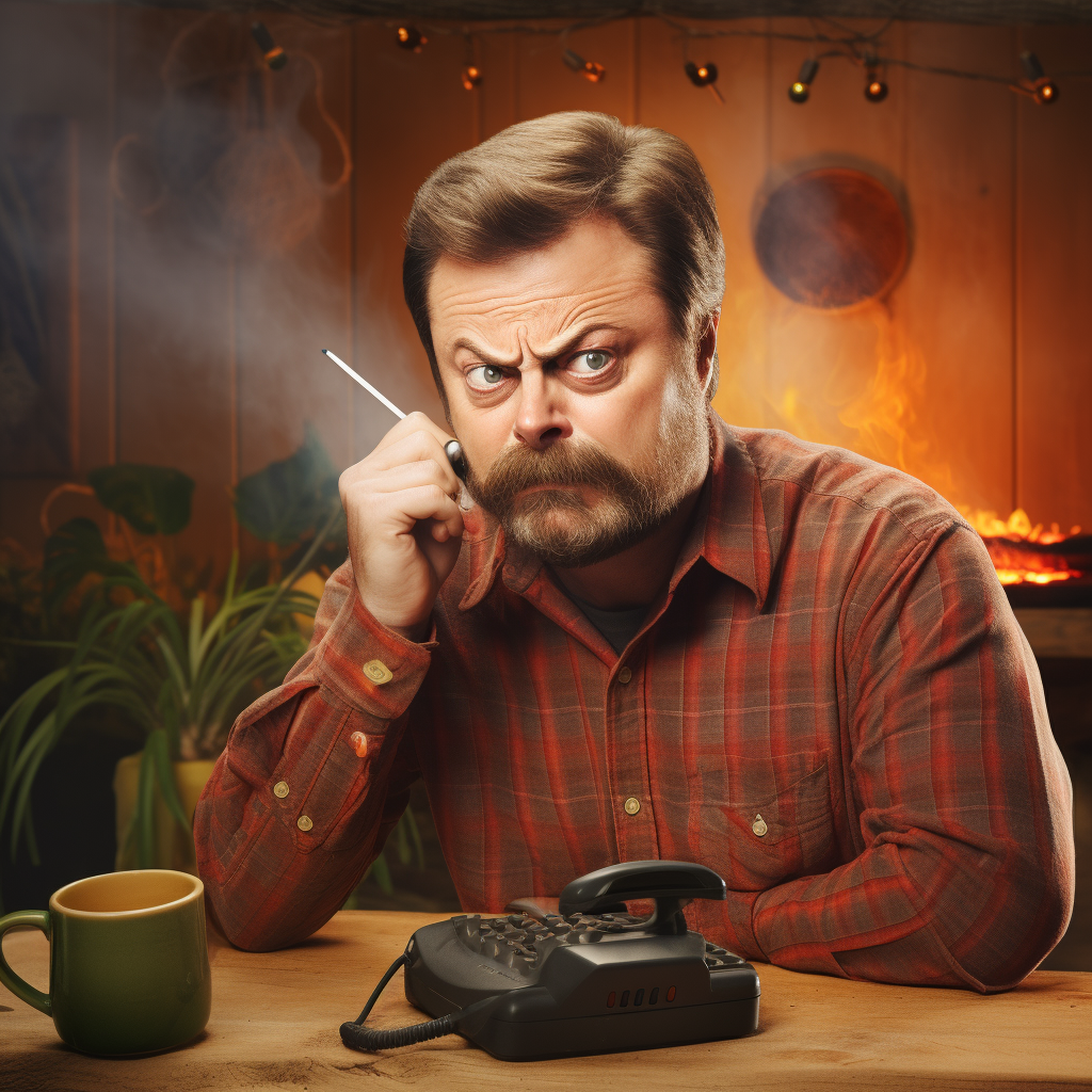 Nick Offerman Angry on Phone Call