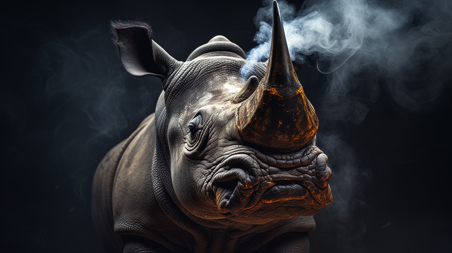 Realistic image of angry rhino head