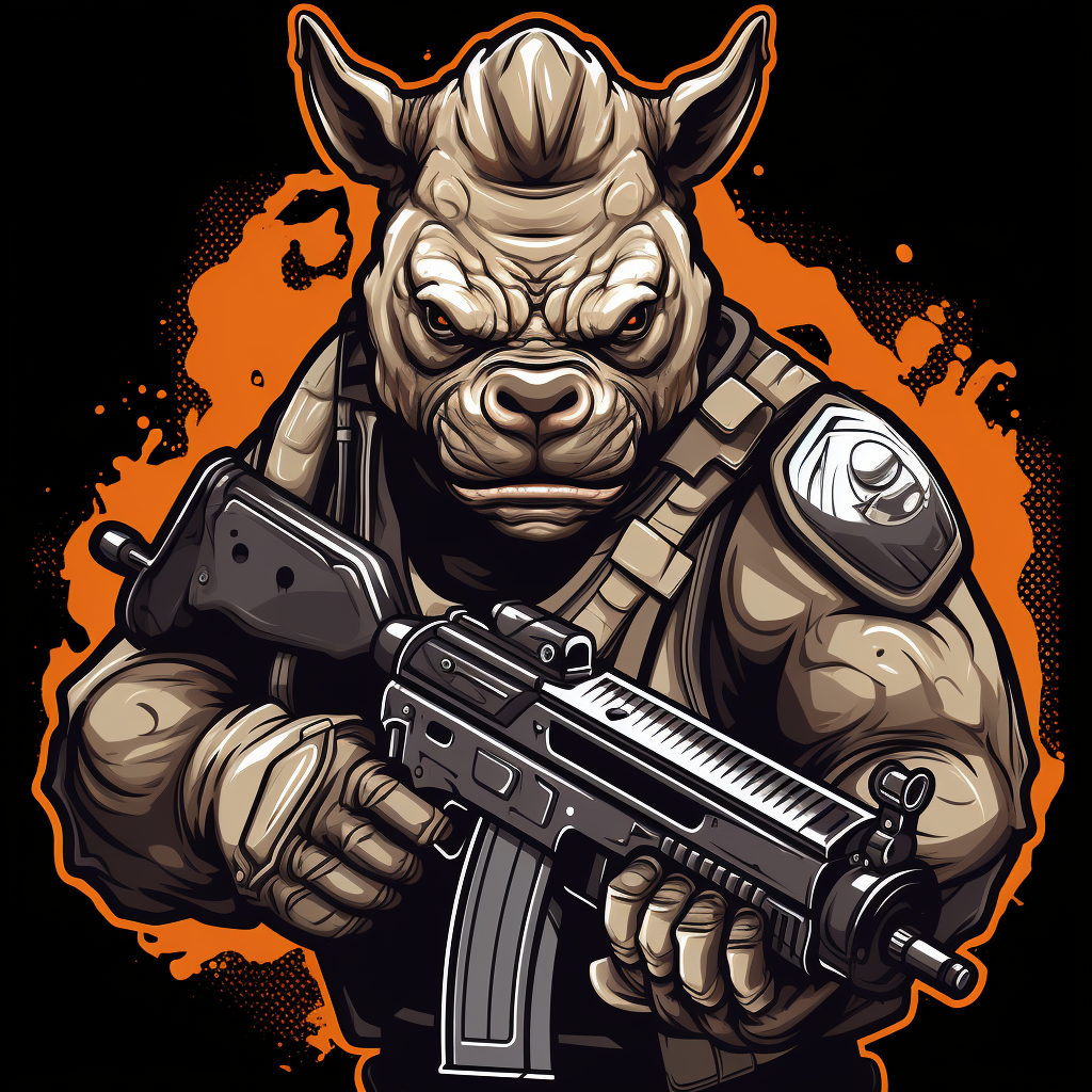 Angry Rhinoceros with Military Gear